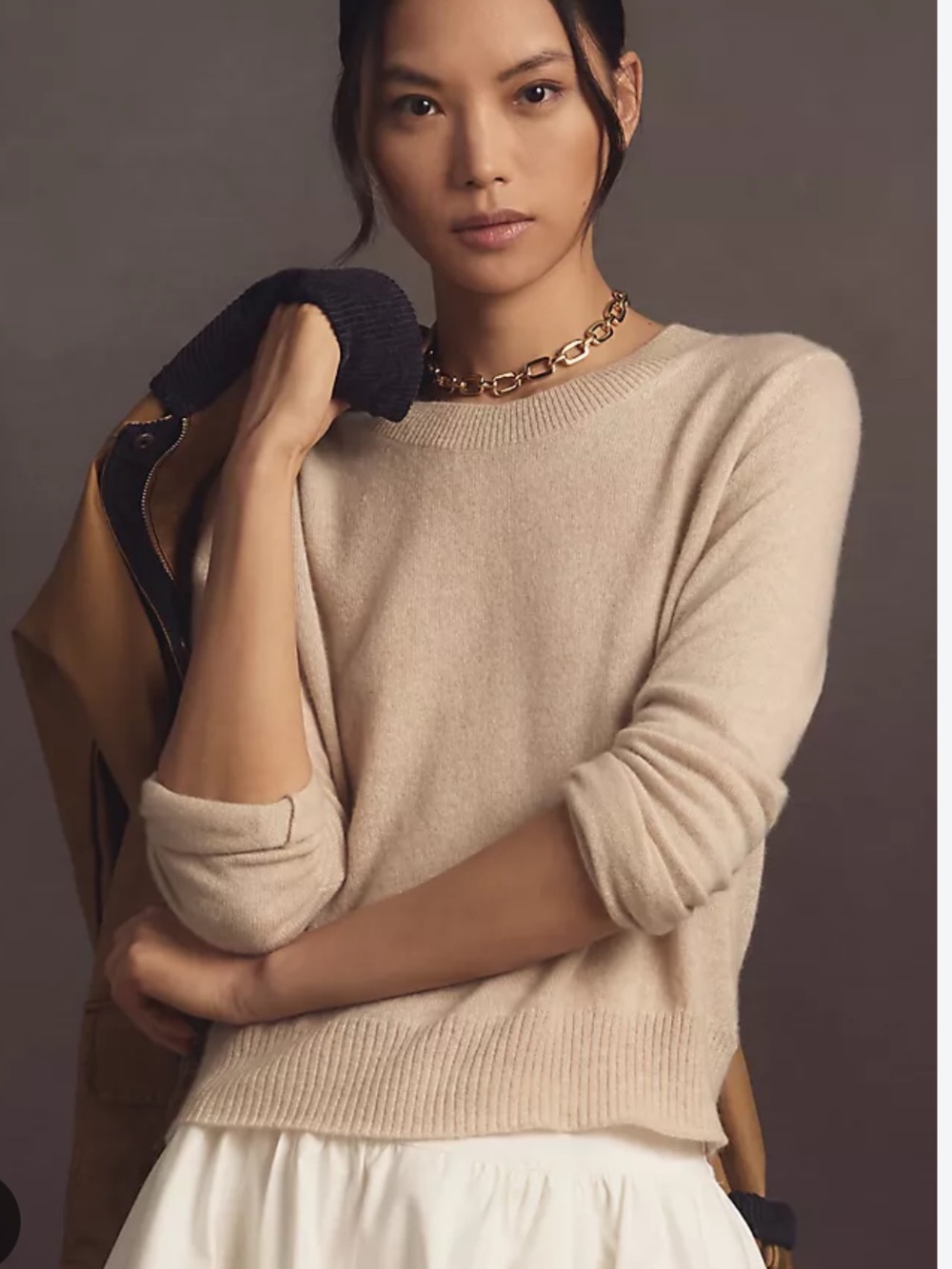 NWT Reformation Dana Cashmere Crew Sweater wheat, size S